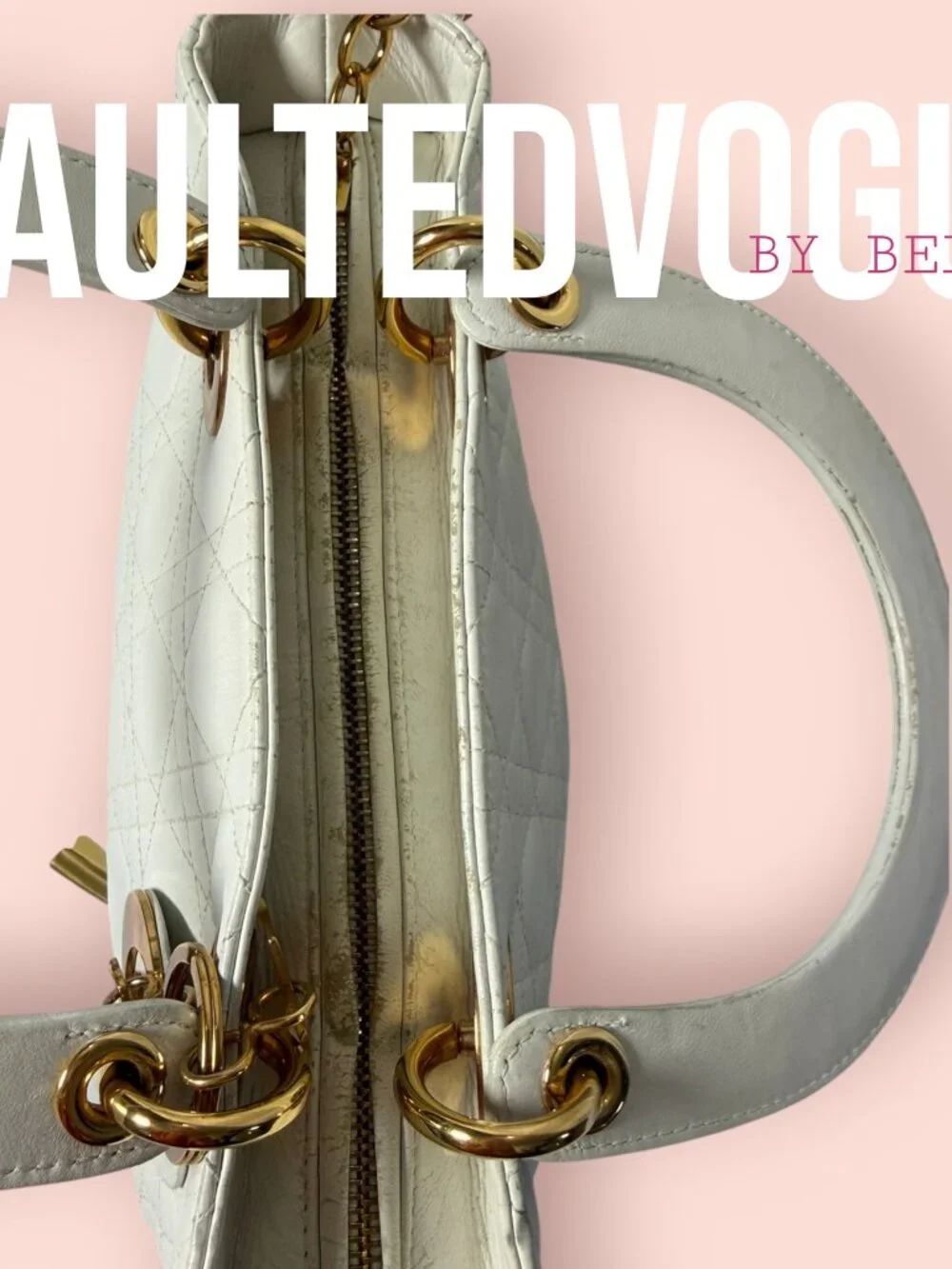 Christian Dior Lady Dior Large Cannage White Leather Tote Gold Hardware Bag - Picture 10 of 16